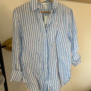 Linen Striped Button Down Shirt